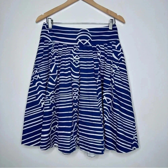 Maeve Anthropologie Navy and White Fit & Flare Skirt Size 4 - Picture 3 of 9